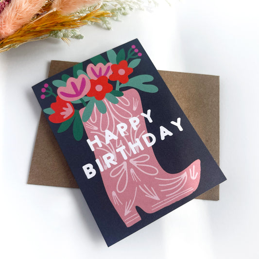 Cowgirl Boot Florals Birthday Mini Card Case of 6