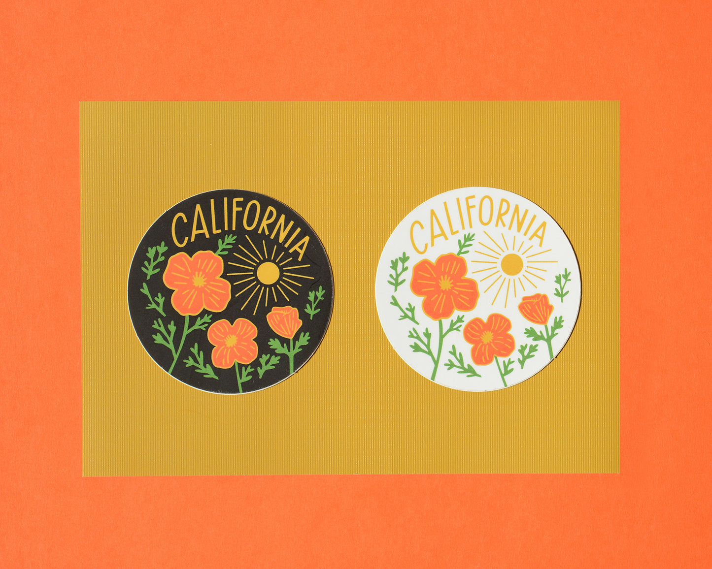 California Poppy Sun in White Sticker Case of 6