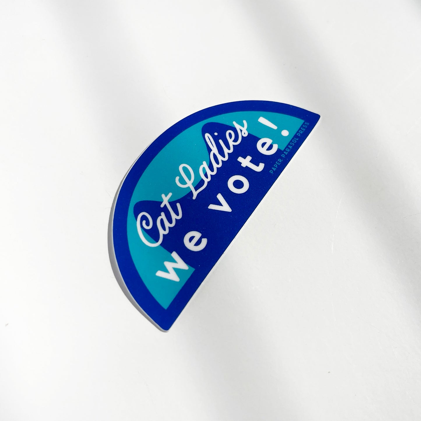 Cat Ladies We Vote! Sticker in Blue