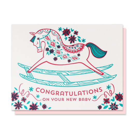 Pink Rocking Horse Card Case of 6