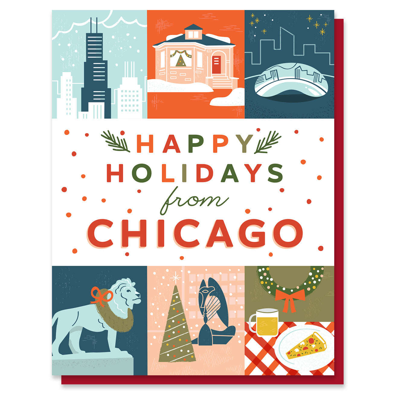 Chicago Holiday Grid Card Case of 6 / Box Set of 3