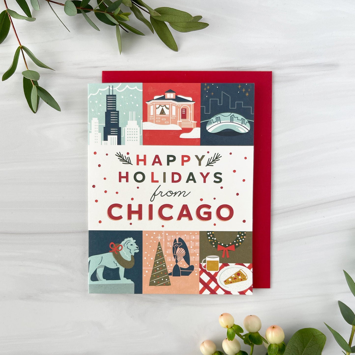 Chicago Holiday Grid Card Case of 6 / Box Set of 3