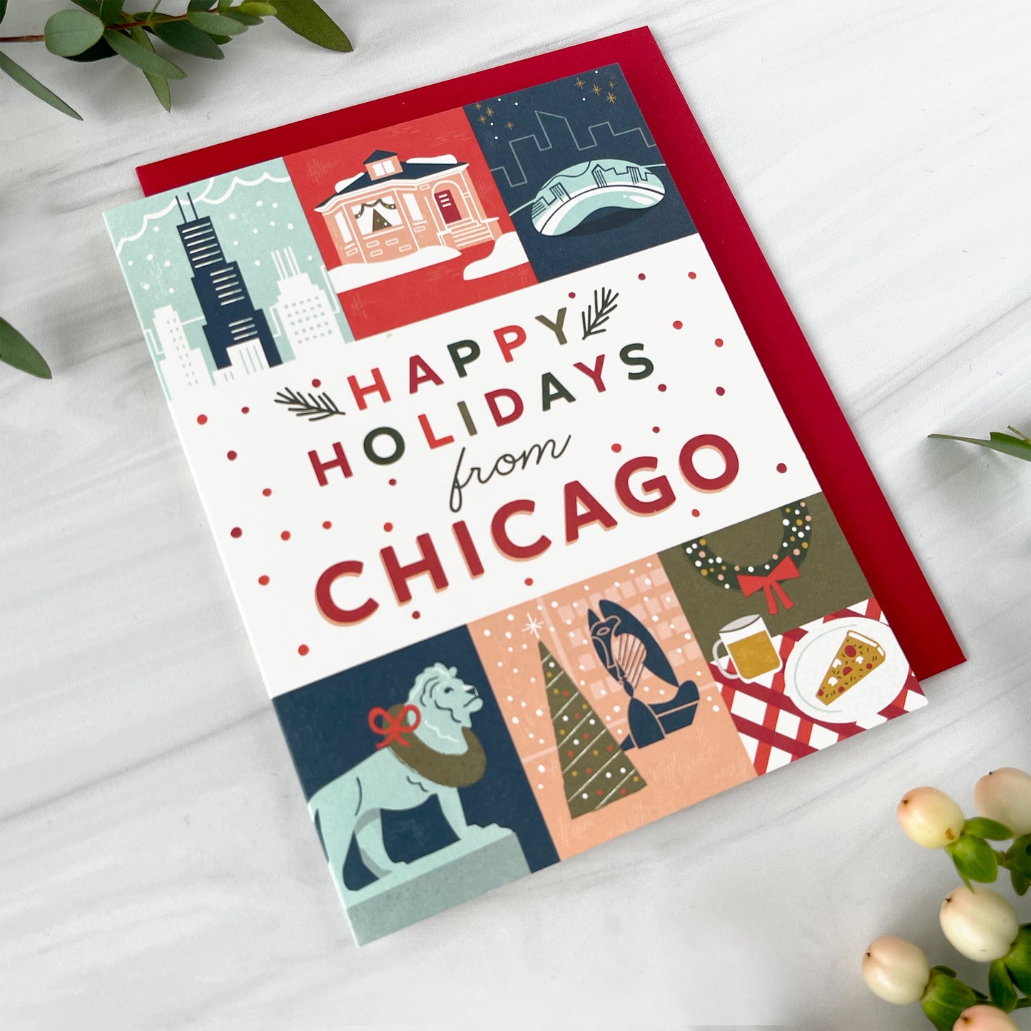 Chicago Holiday Grid Card Case of 6 / Box Set of 3